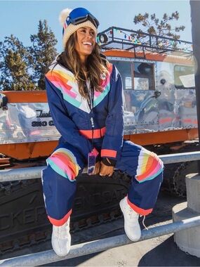 Tipsy Elves Blue Women's Santa Fe Shredder Ski Suit Tag